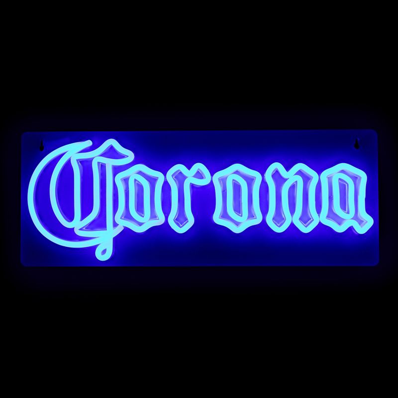 Northlight 17" Blue LED Lighted Corona Logo Neon Style Wall Sign, 1 of 5
