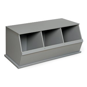 Badger Basket Three Bin Stackable Storage Cubby Gray - 1 of 4