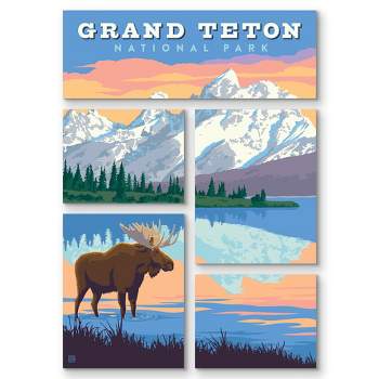 Americanflat Yellowstone National Park 5 Piece Grid Canvas Wall Art Room  Decor Set - Modern Home Decor Wall Prints : Target