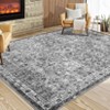 Coolmee Washable Rug for Living Room Boho Floral Non Slip Throw Rugs Large Bedroom Rug Low Pile Soft Stain Resistant CarpetGray - 3 of 4