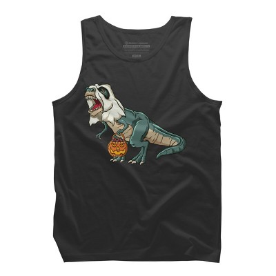 Men's Design By Humans Trex Ghost Costume Design Funny Halloween Dinosaur By Threadlets Tank Top