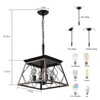 DOMETOUR 16' Walnut Industrial 4-Light Pendant, Modern Metal Cage, Adjustable Hanging Light for Dining, Kitchen, Living Room (No Bulbs) - 3 of 4
