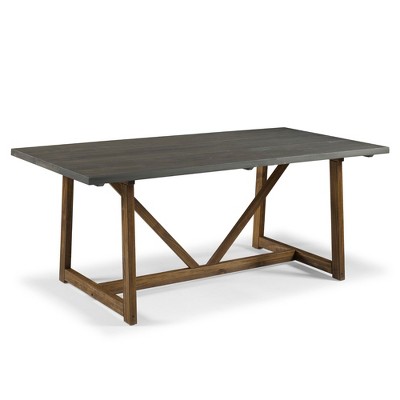 Okak Modern Distressed Solid Wood and Metal Dining Table Industrial Farmhouse Style, Seats 4-6, Ideal for Kitchen or Dining Room