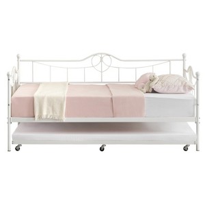 Twin Daybed with Trundle - Pull Out Trundle Set, Metal Sofa Bed Frame with Steel Slat Support - 1 of 4