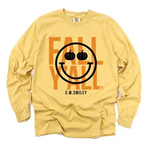 Simply Sage Market S.W.Smiley Fall Y'all Garment Dyed Long Sleeve - 1 of 4