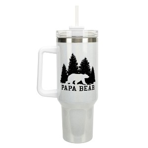 Elanze Designs Papa Bear Forest Trees Dad Grandpa 40 oz. Stainless Steel, Large Water Bottle Coffee Mug, Spill & Leak Resistant, Thermal Travel - 1 of 1