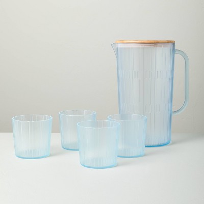3L Acrylic Beverage Pitcher and Cup Set Blue - Hearth & Hand™ with Magnolia