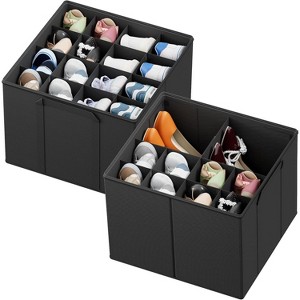 2-Pack Shoe Storage Bins with Dividers - Holds 16-32 Pairs of Shoes, Foldable Design for Seasonal Flexibility - 1 of 4