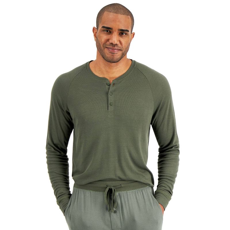 Hanes Premium Men's Henley Pajama Shirt, 4 of 7