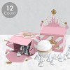 Big Dot of Happiness Little Princess Crown - Treat Box Party Favors - Pink and Gold Baby Shower or Birthday Party Goodie Gable Boxes - Set of 12 - 3 of 4