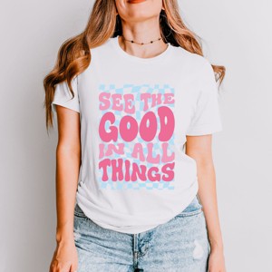 Simply Sage Market See The Good Checkered Short Sleeve Tee - 1 of 4