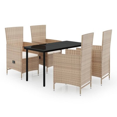 vidaXL Garden Dining Set Beige and black
