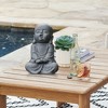 LuxenHome 16.3" LuxenHome Gray MgO Meditating Buddha Garden Statue - 3 of 4