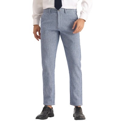 Lars Amadeus Men's Regular Fit Flat Front Business Checked Pattern Dress Pants