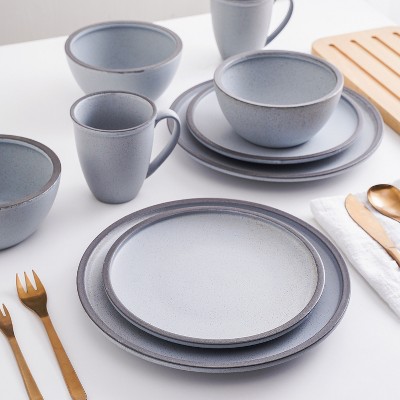 Blue and Grey Ceramic 16-Piece Dinnerware Set