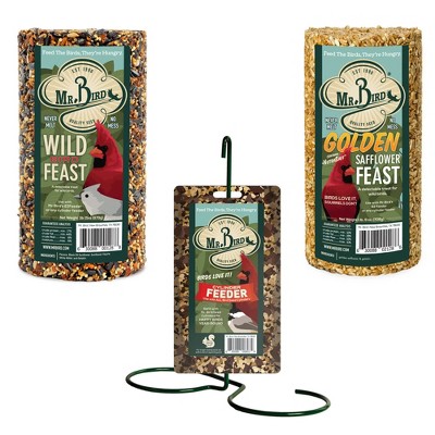Home & Garden 11.0" Golden/Wild Feast/ Holder Set No Mess Never Melt Bird Mr Bird  -  Bird And Wildlife Food