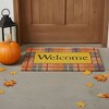 HomeRoots 24" X 36" Gray Orange And Yellow Fall Plaid Welcome Outdoor Coir Door Mat - 2 of 4