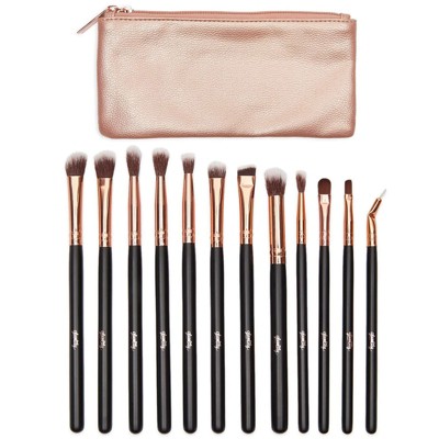 Glamlily 13 Pieces Eyeshadow Makeup Brush Set with Storage Bag (Rose Gold)