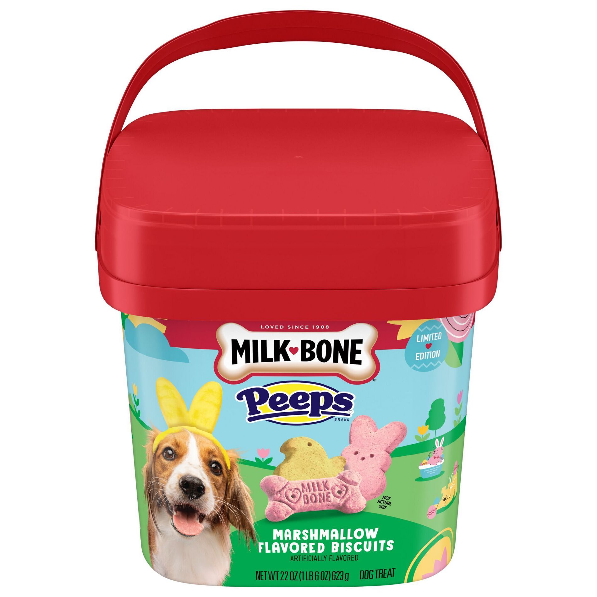 Milk-Bone Peeps Easter Pail Marshmallow Flavor Crunchy Dog Treats - 22oz