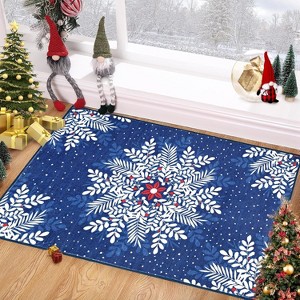 TackView Christmas Snowflake Area Rug Rug Washable Non Slip,Christmas Rugs for Living Room, Low Pile Throw Rug Carpet - 1 of 4