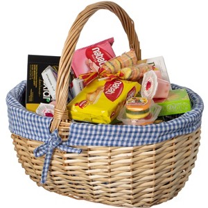 Wickerwise Picnic Basket with Handle, and Washable Plaid Liner - Ideal for Outdoor Adventures, Photoshoots, and Home Decor - 1 of 4