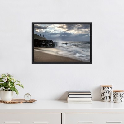 Secret Beach Ocean Scene Framed Canvas Print 23 x 16 inches