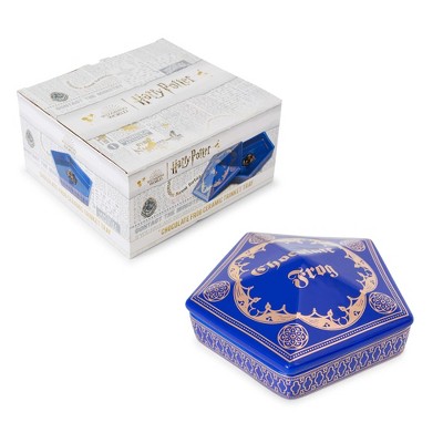 Blue and Gold Ceramic Pentagonal Trinket Tray with Lid