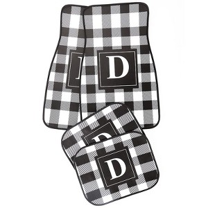 The Lakeside Collection 4-Pc. Monogram Plaid Car Mat Sets - D 4 Pieces - 1 of 4