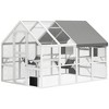 PawHut Large Catio Outdoor Cat Enclosure, Wooden Cat House for Multiple Kittens, with Waterproof Cover, Condos, Platforms, Bridge, Doors - 4 of 4