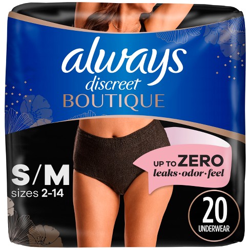 Always Discreet Boutique Adult Postpartum Incontinence Underwear for Women - Black - Small/Medium - image 1 of 4