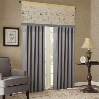 Yellow Floral Embroidered Rod Pocket Window Valance