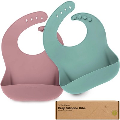 KeaBabies 2-Pack Silicone Bibs For Babies, Food Grade Silicone Baby Bibs for Eating, Feeding, Toddler Bibs, Boys, Girls