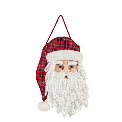 Evergreen Merry Christmas Plaid Santa Door Décor