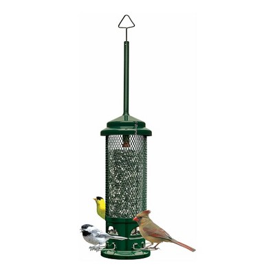 Green Metal Squirrel Resistant Hanging Tube Bird Feeder