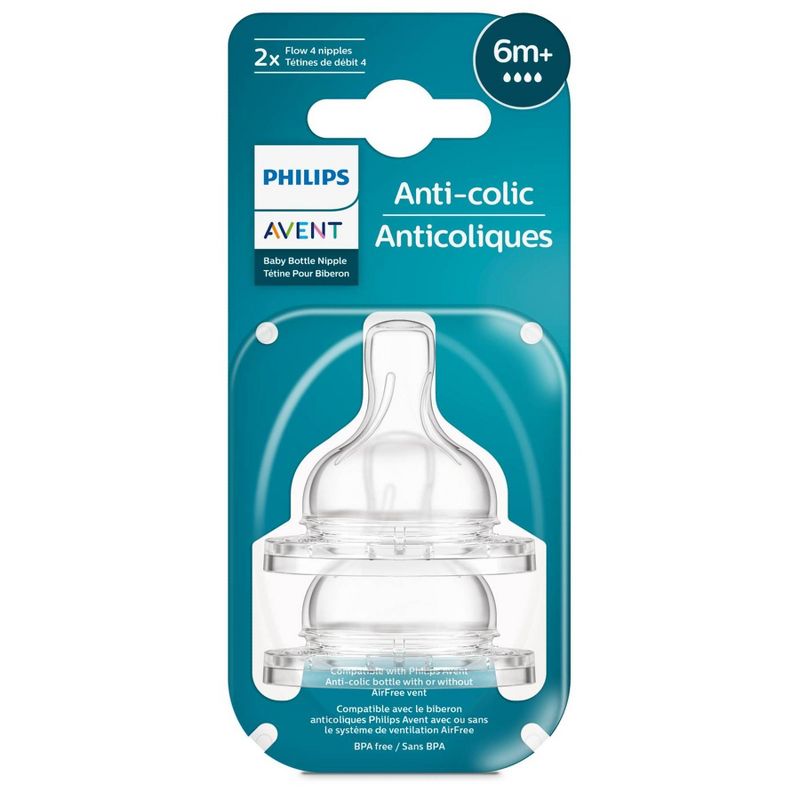 Philips Avent 2pk Anti-Colic Baby Bottle Nipple - Fast Flow, 1 of 18