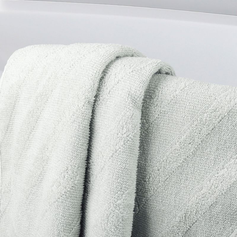 2 Pcs 100% Combed Cotton Soft Absorbent Diagonal Weave Bath Towel - PiccoCasa, 3 of 8