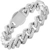 Steeltime Men's stainless steel and simulated diamonds ice out miami thick cuban link bracelet. Color Options: Silver, Gold - 2 of 4