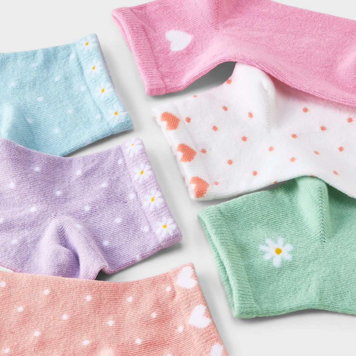 Girls' 10pk Floral & Hearts Ankle Socks - Cat & Jack™ Assorted Colors - thumbnail 3