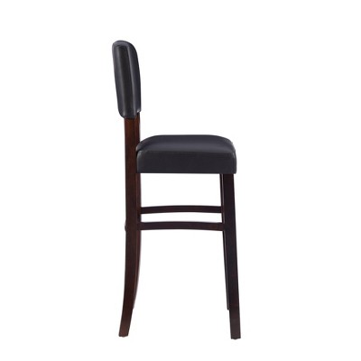Espresso Elegance 30" Dark Brown Leather Upholstered Barstool