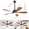 52 Inch Smart Ceiling Fan With Lights and Remote High CFM Reversible DC Bedroom Ceiling Fan 6 Wind Speeds Dimmable LED 5 Carved ABS Blades - 3 of 4