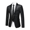 Cloudstyle Mens Floral Jacquard Dress Suit Jacket one Button Print Tux Blazer Sport Black Coat - 2 of 4