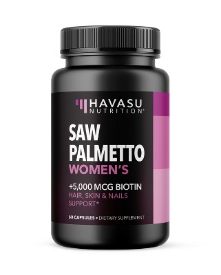 Saw Palmetto + Biotin Capsules, Havasu Nutrition, 60ct