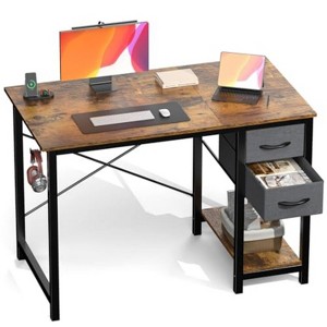 FONTOI 40" or 47" Computer Desk with 2 Drawers Home Office Desk Modern Simple Study Writing Table with Storage Shelf for Bedroom - 1 of 4