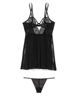 Adore Me Women's Rae Babydoll Lingerie 3x / Jet Black : Target