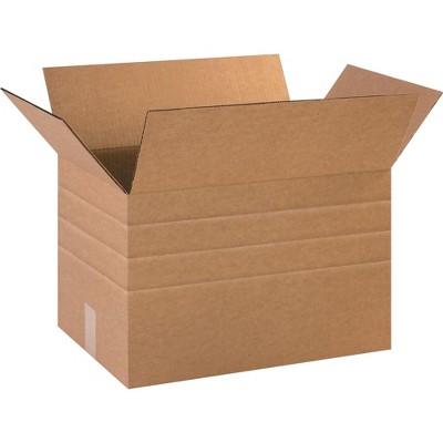 The Packaging Wholesalers 18" x 12" x 12" Multi-Depth Shipping Boxes Brown 25/Bundle BS181212MD