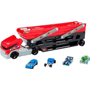 Hot Wheels Mega Hauler and 4 Cars Set, Mega Hauler Truck-4 Cars FPM81 - 1 of 4