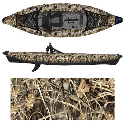 Waimea Bay GrassCamo 9.5' 1-Seater Rigid Inflatable Kayak - Durable Fishing Kayak With 700lb Capacity, PVC Double Drop Stitch, Fits In Backpack