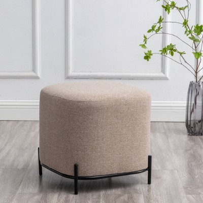 17" Modern Square Ottoman with Metal Base - WOVENBYRD