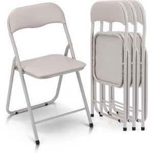 Folding Chairs with Cushion, Outdoor & Indoor Event Portable Metal Folding Chairs with Non-Slip Feet Pads Stackable Chairs - 1 of 4