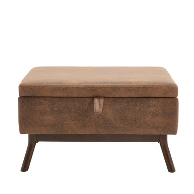 Airsurfer Mid-Century Modern Square Coffee Table Storage Bench, Assembled, for Living Room, Entryway, Family Room, Use as Coffee Table or Shoe Bench